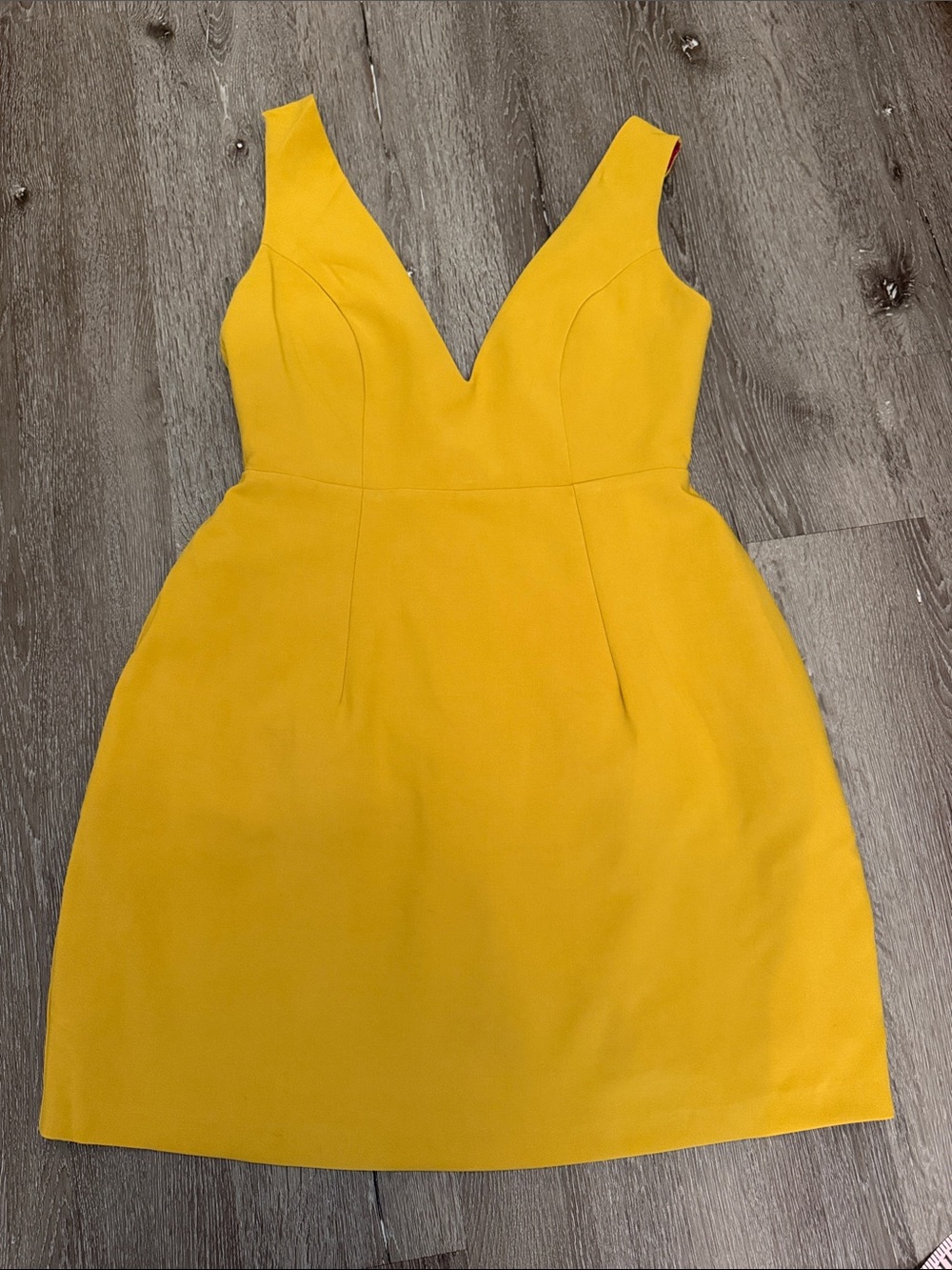 Plunge V-Neck Mini Dress in Mustard Yellow